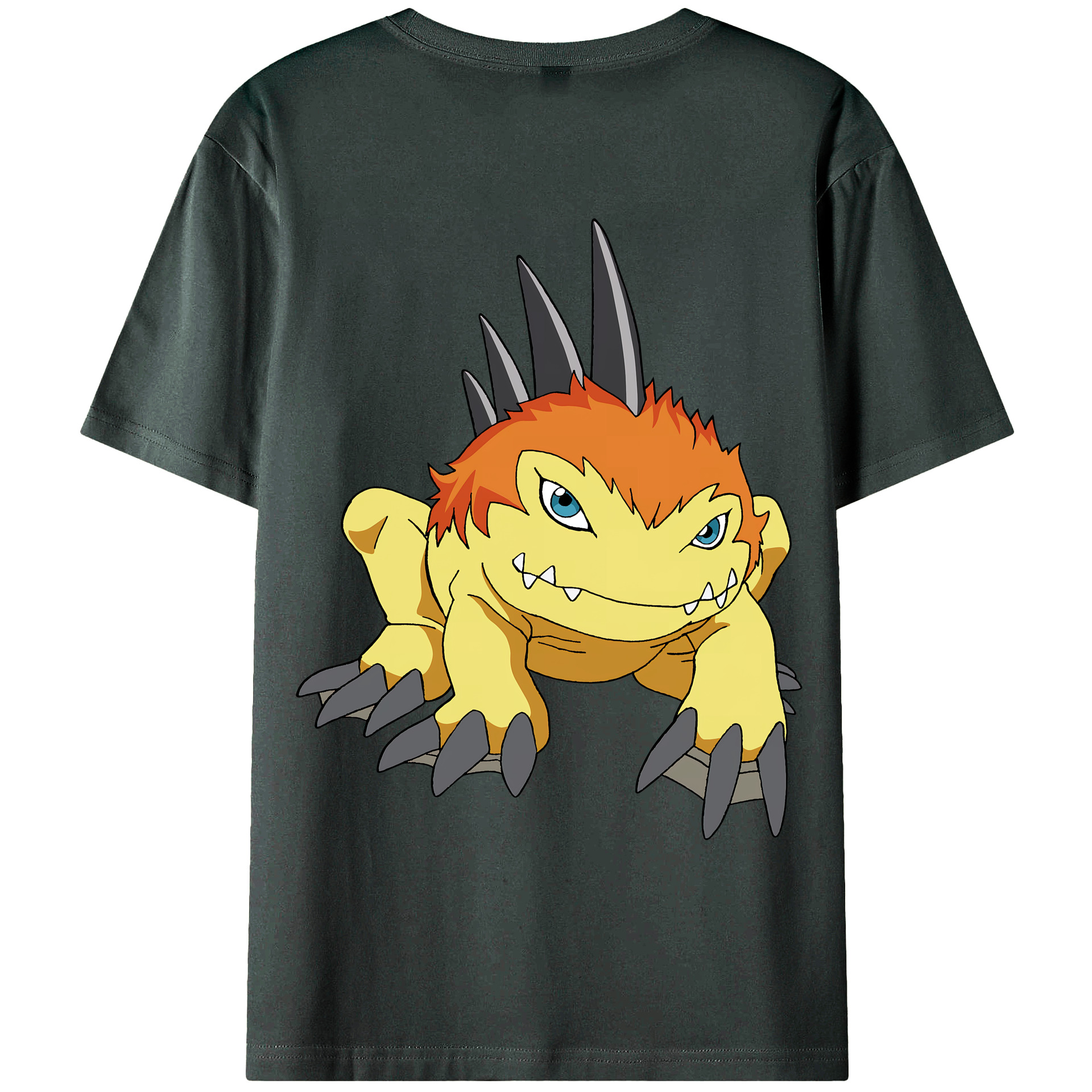 （画像用） Digimon デジタルモンスター/デジモン 綿100％ メンズ半袖Tシャツ（バックプリント） 通気性